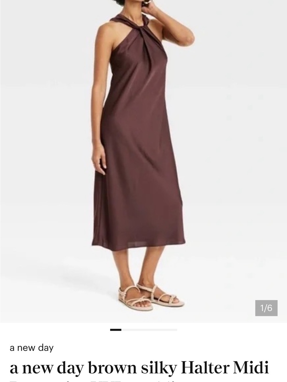a new day Brown Halter Midi Dress